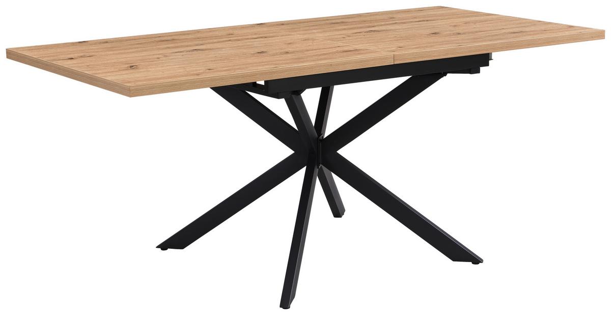 Esstisch ausziehbar Elio 90-180x90 cm Wildeiche Dekor - Wildeiche/Schwarz, LIFESTYLE, Holzwerkstoff/Metall (90-180/75/90cm)