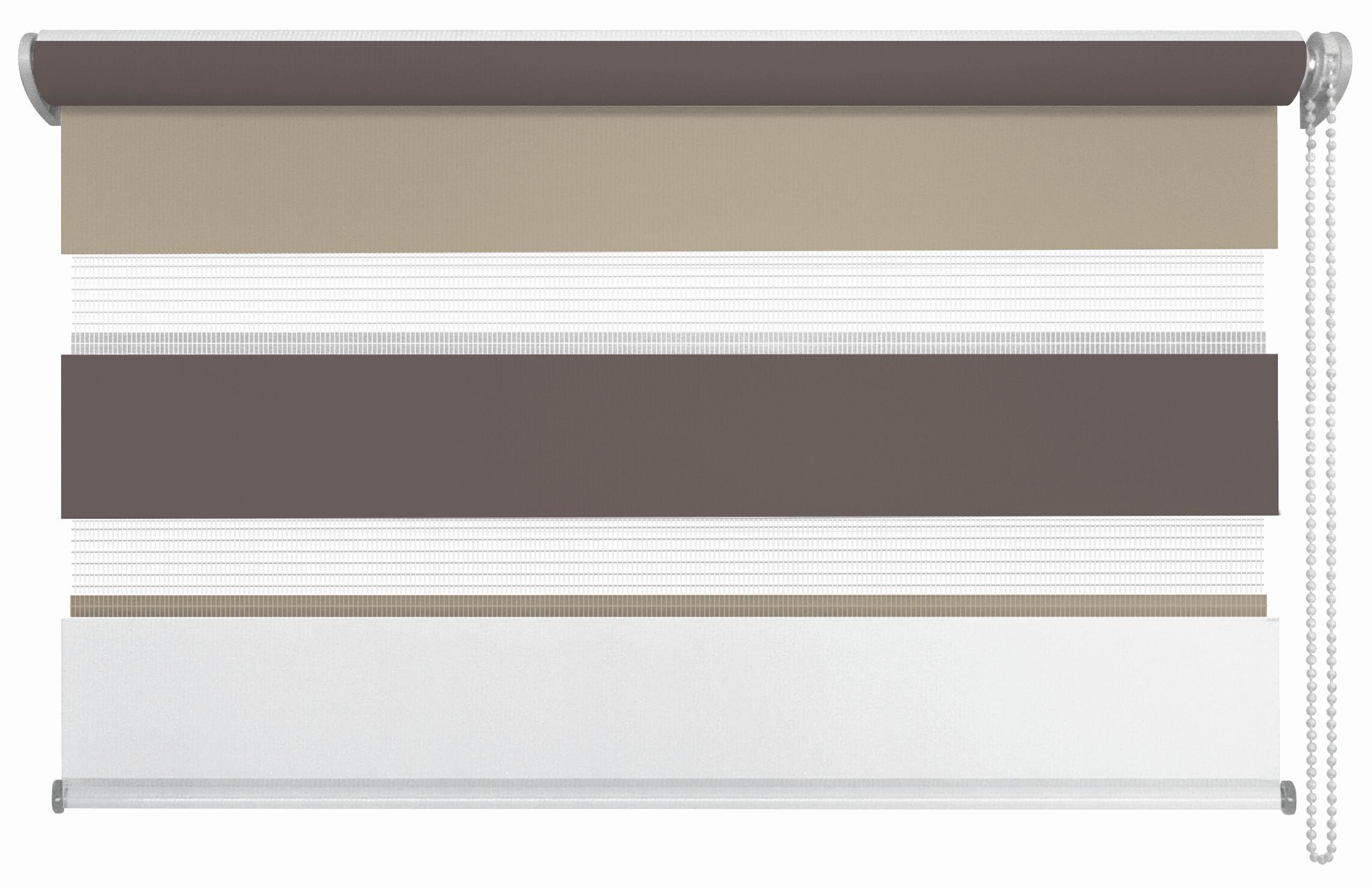 Doppelrollo Just Triple Braun, Grau, Weiß B: 80 Cm - Braun/Weiß, Basics, Textil (80/210cm)