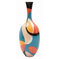 Vase Rubic Blau/gelb/rot/schwarz B: 25 Cm - Blau/Gelb, Basics, Kunststoff (25/66/25cm)