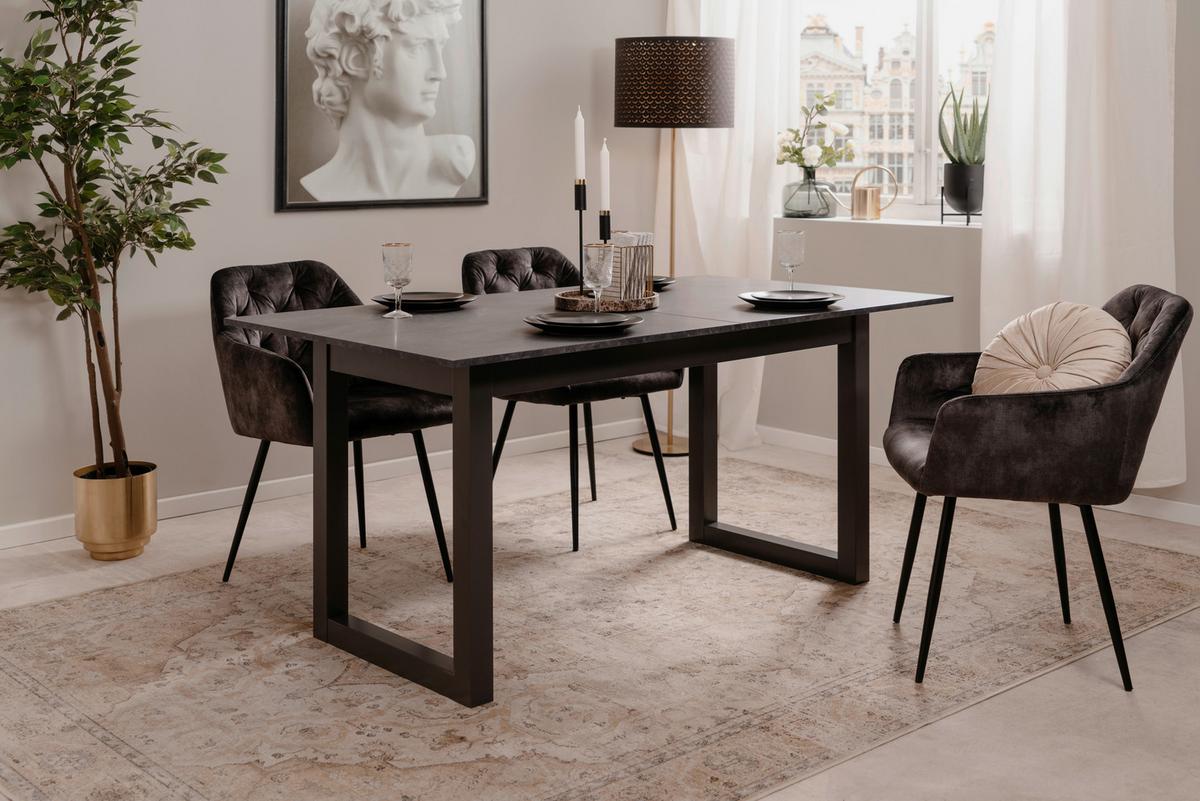 Esstisch ausziehbar Austin 160x90x75 cm Anthrazit - Schieferfarben/Anthrazit, Design, Holzwerkstoff (160/90/75cm) - MID.YOU