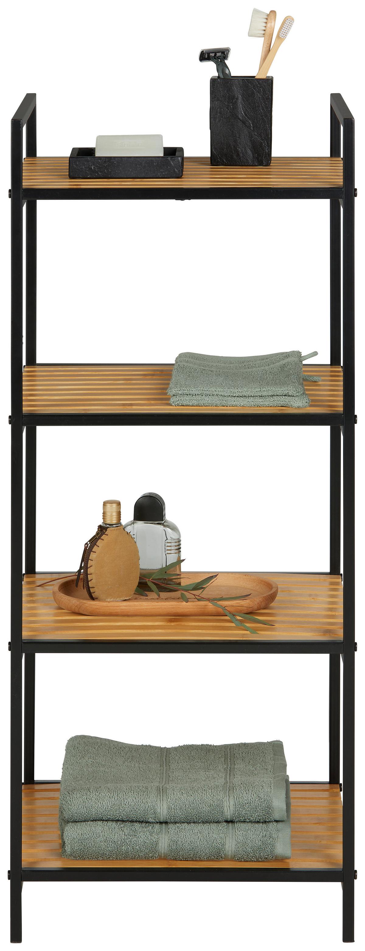 Regál AZDRA prírodná/čierna - černá/přírodní barvy, Moderní, kov/přírodní materiály (39/95/32,5cm) - Mömax