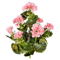 Kunstpflanze Geranie H: 40 cm - Rosa/Grün, Design, Kunststoff (40cm) - P & B