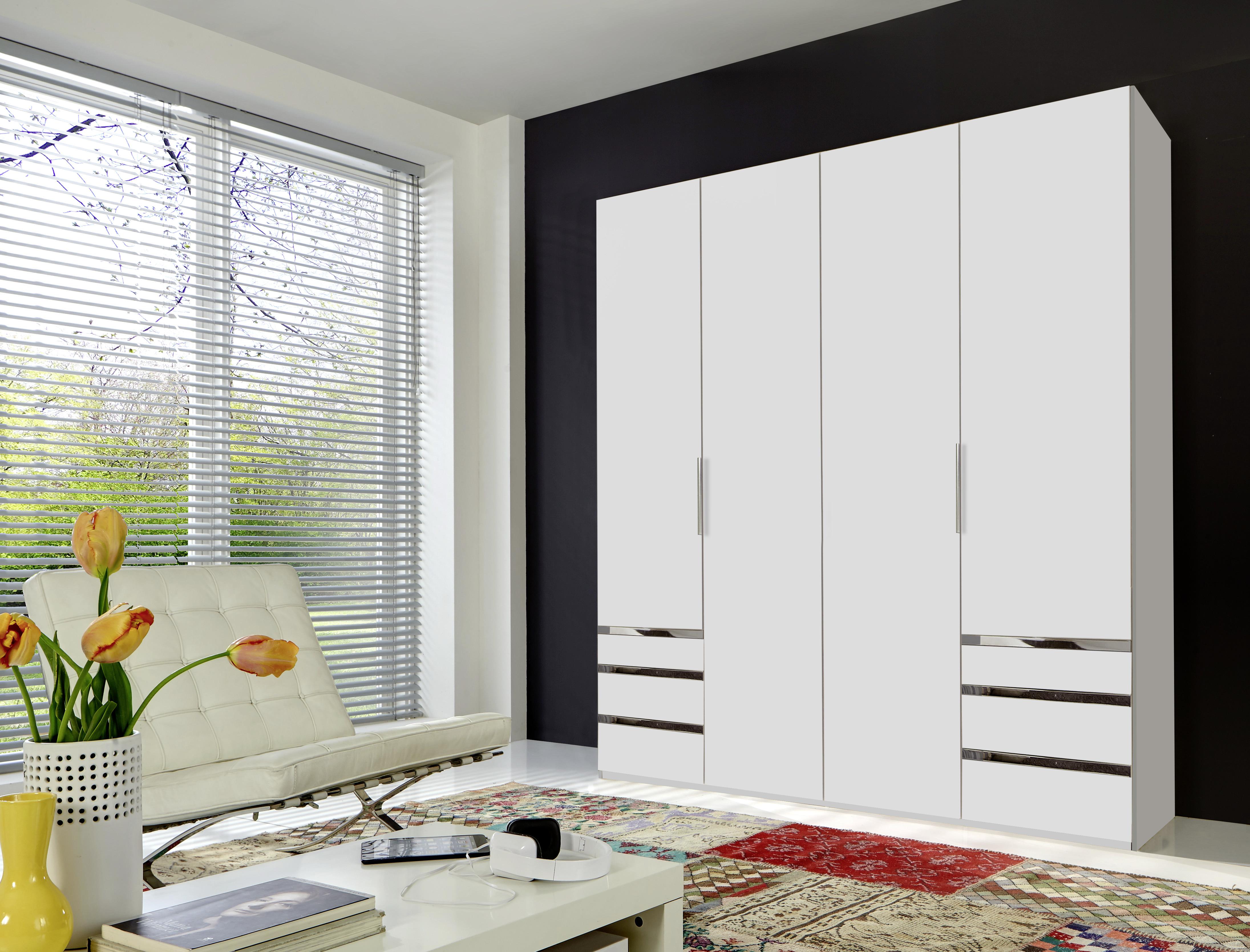 Drehtürenschrank Mit Laden 200cm Level 36a, Weiß - Weiß, MODERN, Holzwerkstoff (200/216/58cm) - MID.YOU