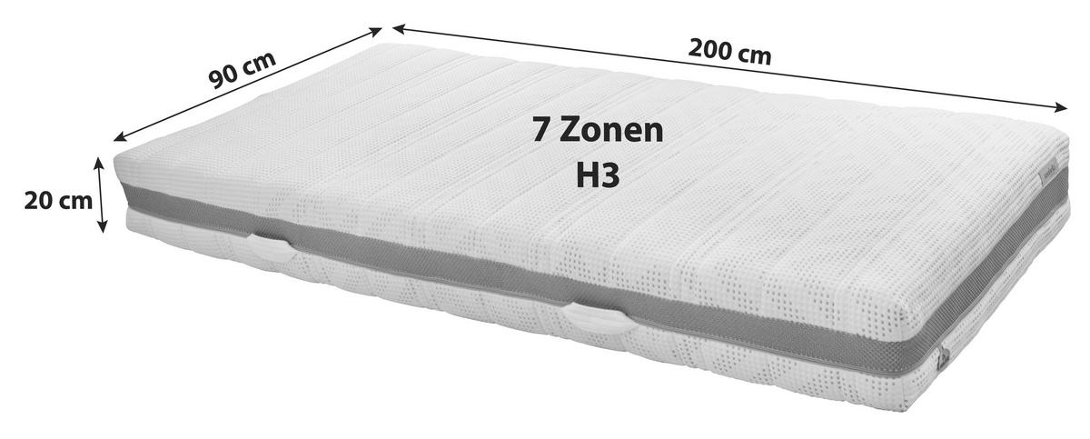 Gelschaummatratze Phoenix 90x200 cm H3 H: 20 cm - Weiß, Textil (90/200cm) - Sembella