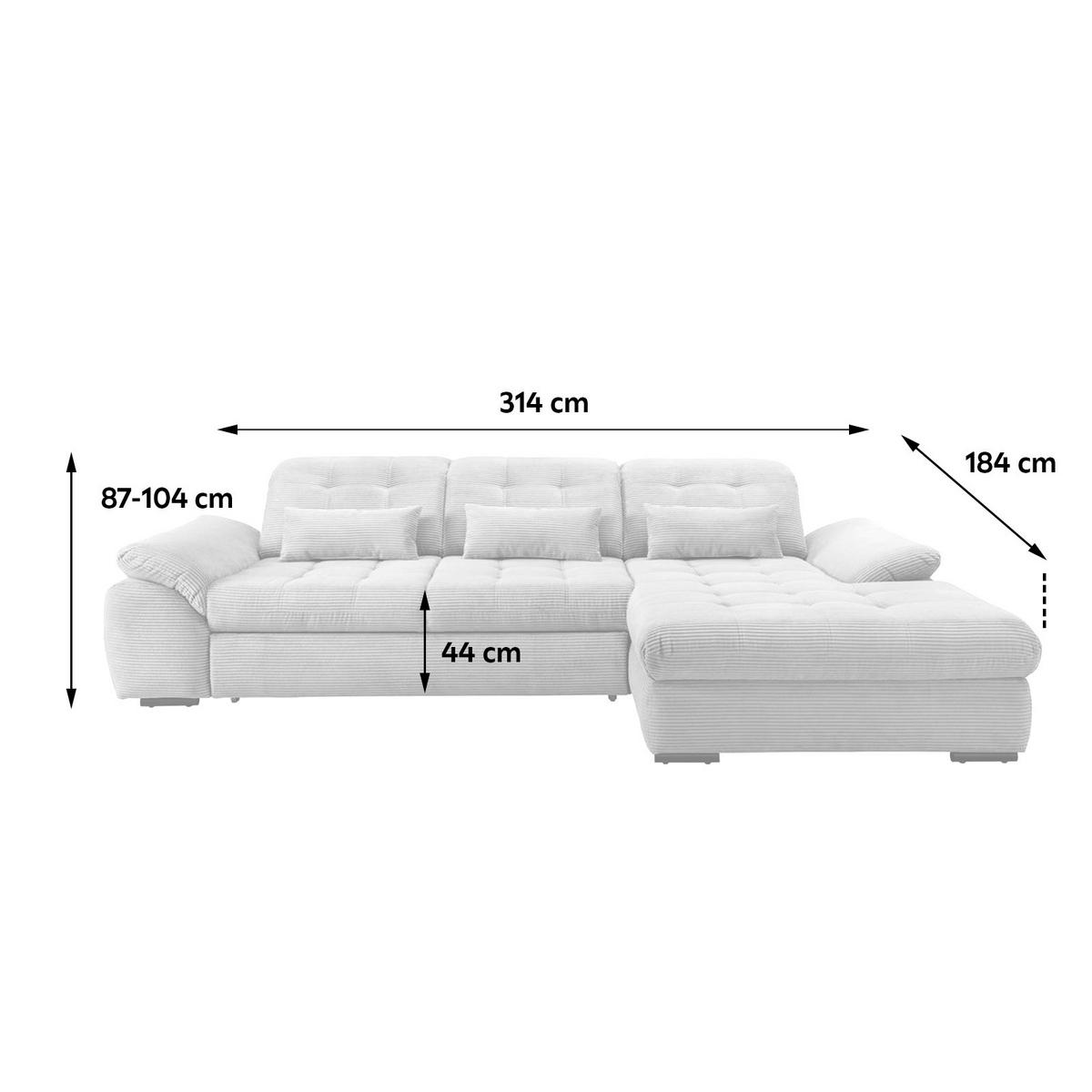 Ecksofa Mit Bettkasten Rigatti Beige S: 314x184 Cm - Beige/Schwarz, MODERN, Textil (314/184cm) - Livetastic