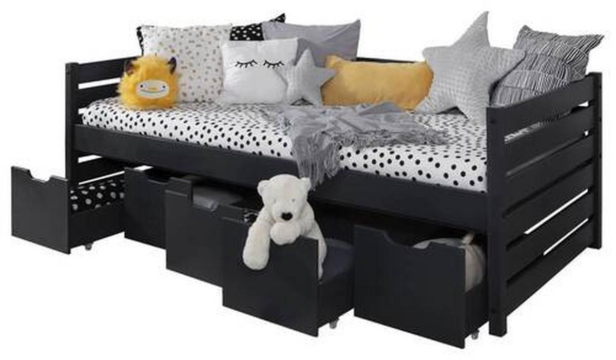 Stauraumbett Naomi - Grau, MODERN, Holz (90/200cm) - MID.YOU