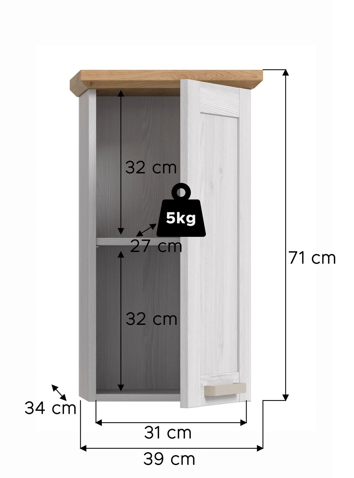 Hängeschrank Verona Eiche D. /Lärchefarben B: 39cm - Lärchefarben/Eiche Artisan, Trend, Holzwerkstoff (39/71/34cm) - MID.YOU