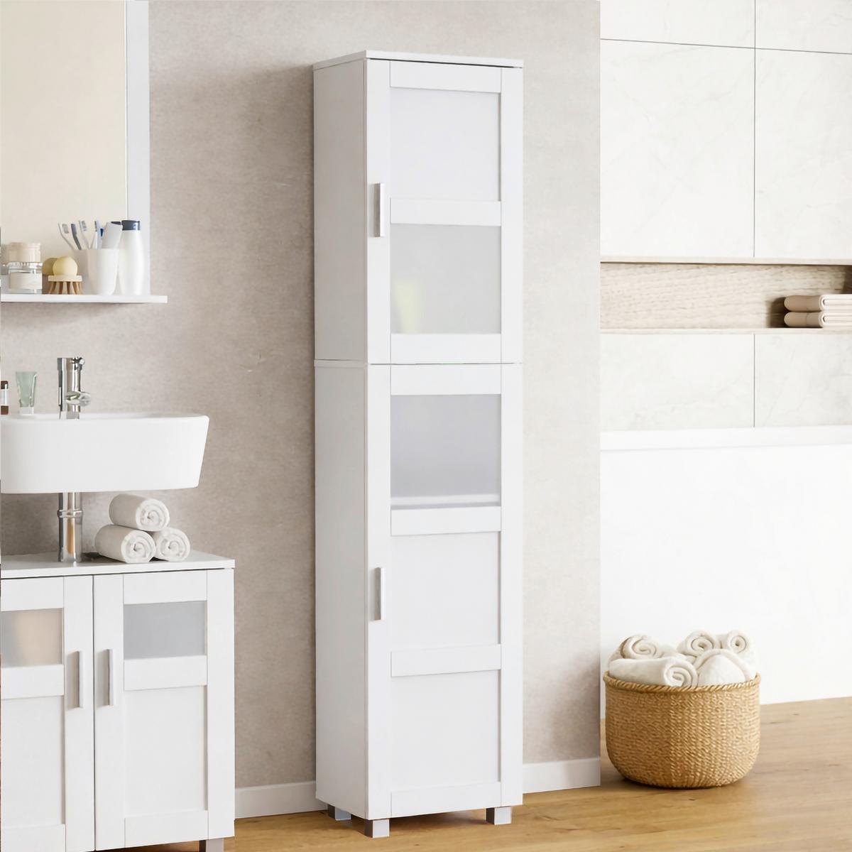 HOCHSCHRANK Nilari Weiß B: 38cm - Weiß, Trend, Glas/Holzwerkstoff (38/165/28cm) - MID.YOU