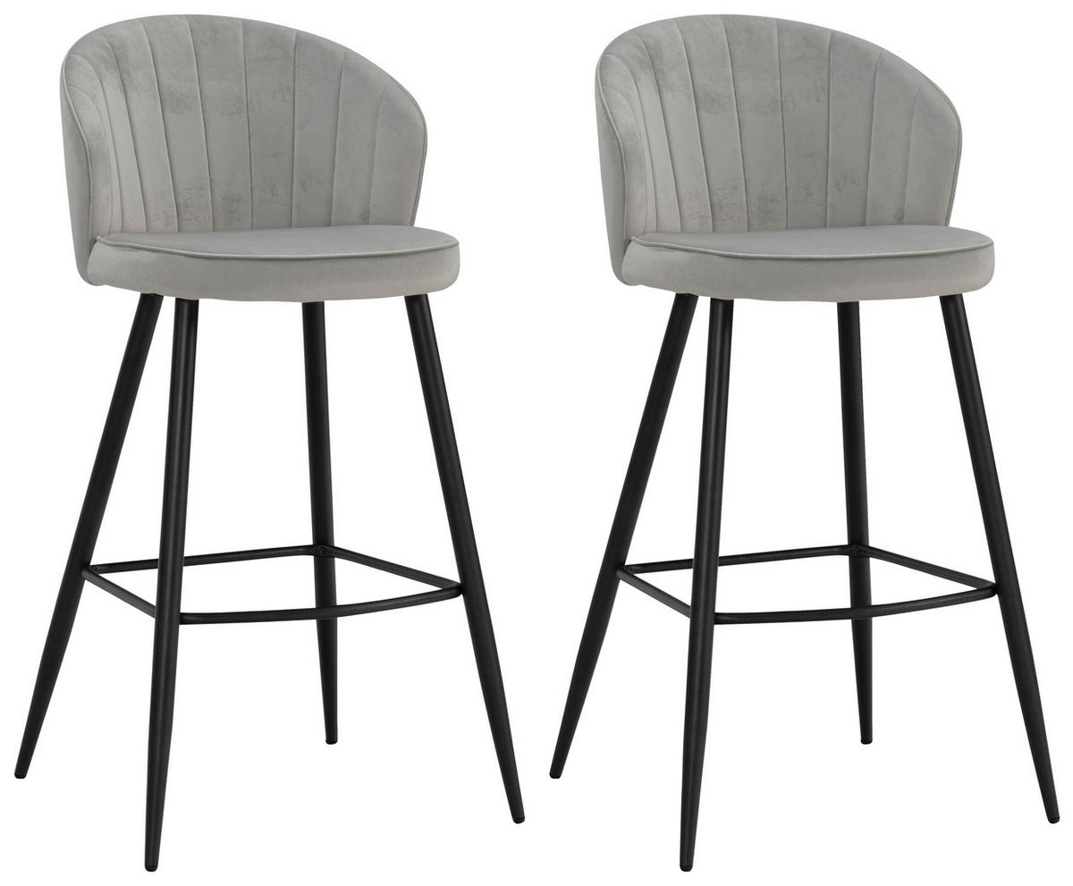 Barhocker-set Grau B: 56 Cm - Schwarz/Grau, Design, Textil/Metall (56/102,5/52,5cm) - MID.YOU