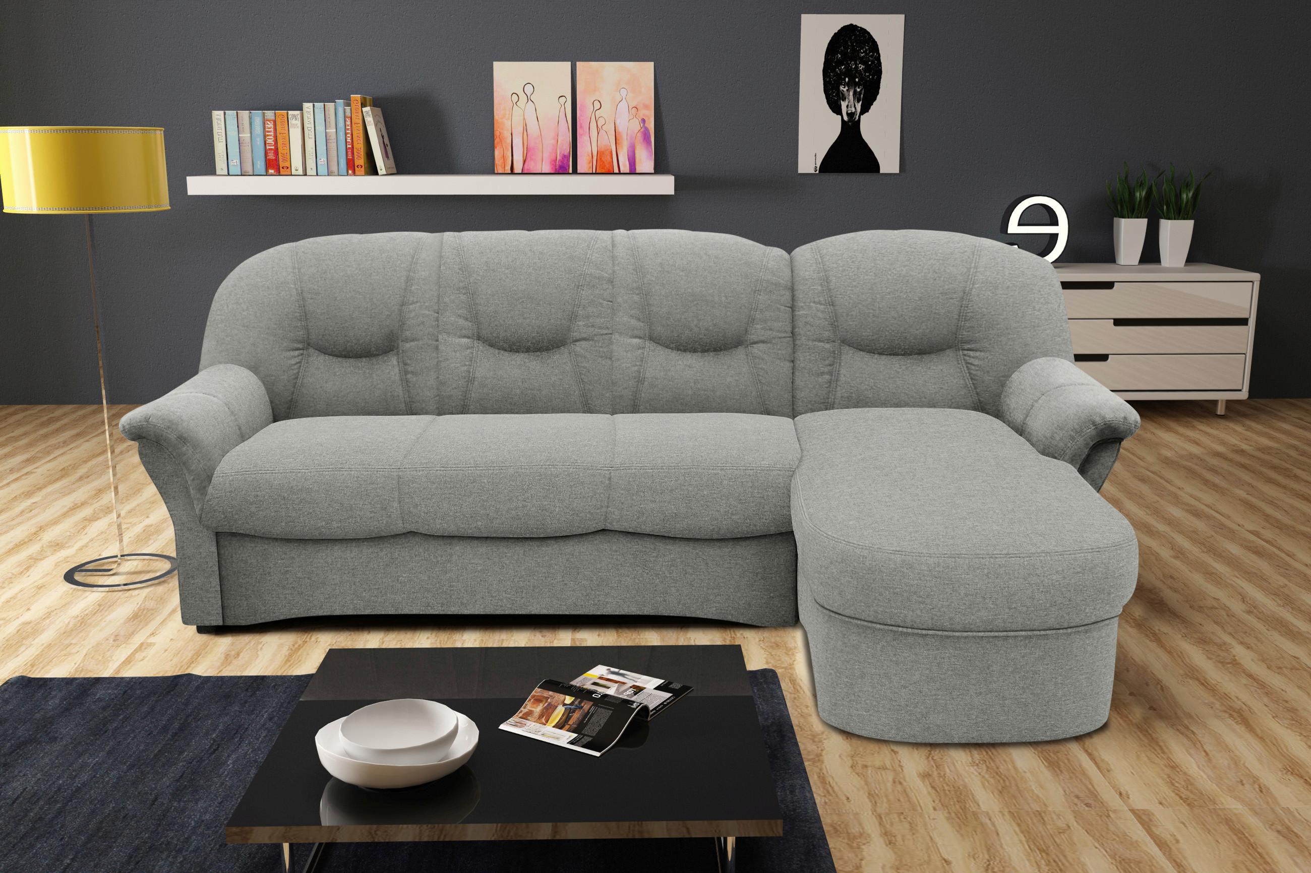 Ecksofa Papenburg Silberfarben - Silberfarben/Schwarz, KONVENTIONELL, Textil (233/142cm) - MID.YOU