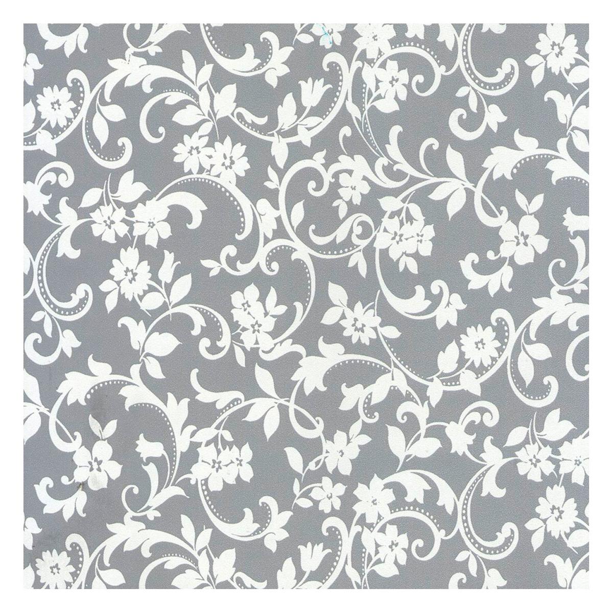 Klebefolie Floraldesign Grau/weiß Basic-Line 45x150 Cm - Weiß/Grau, KONVENTIONELL, Kunststoff (45/150cm)