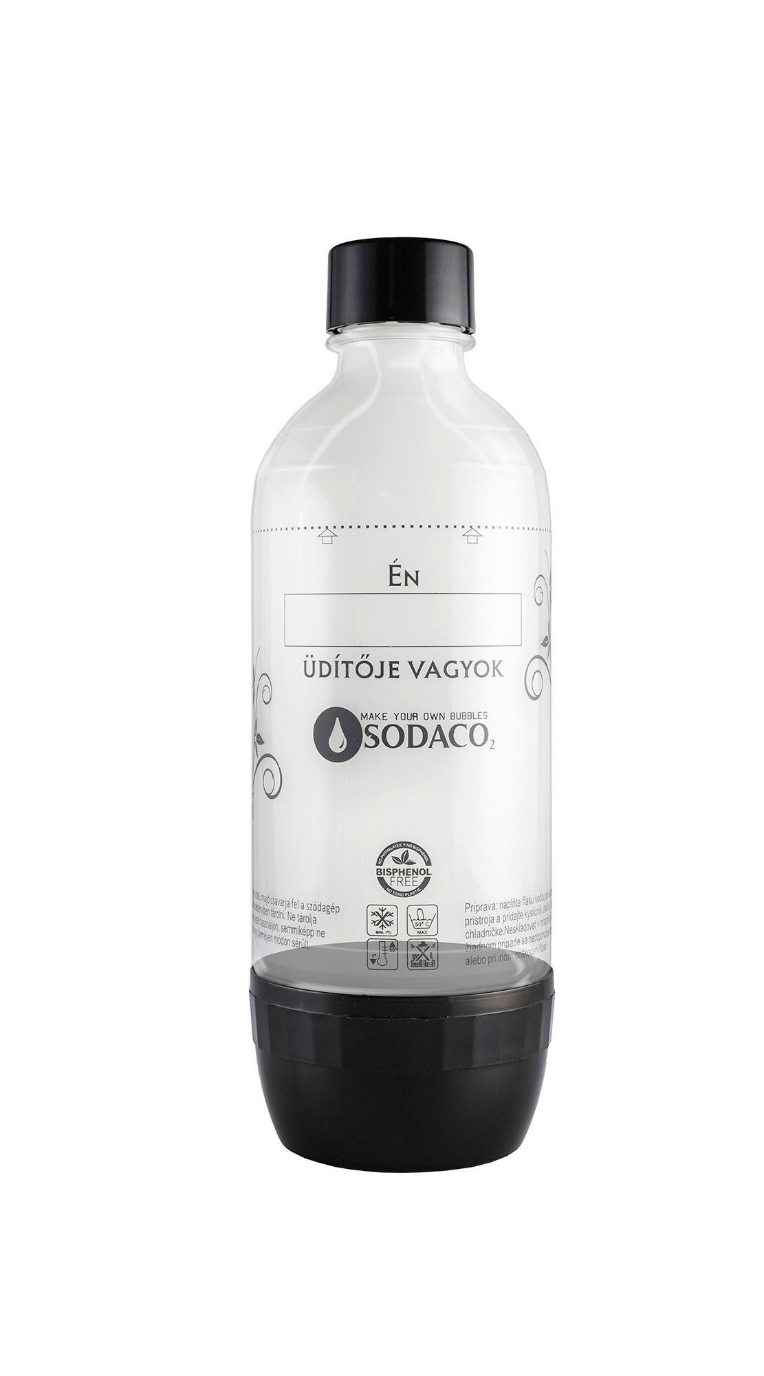 Szódagép-palack Szénsavasító Flakon - fekete, műanyag (8,5/25/8,5cm)