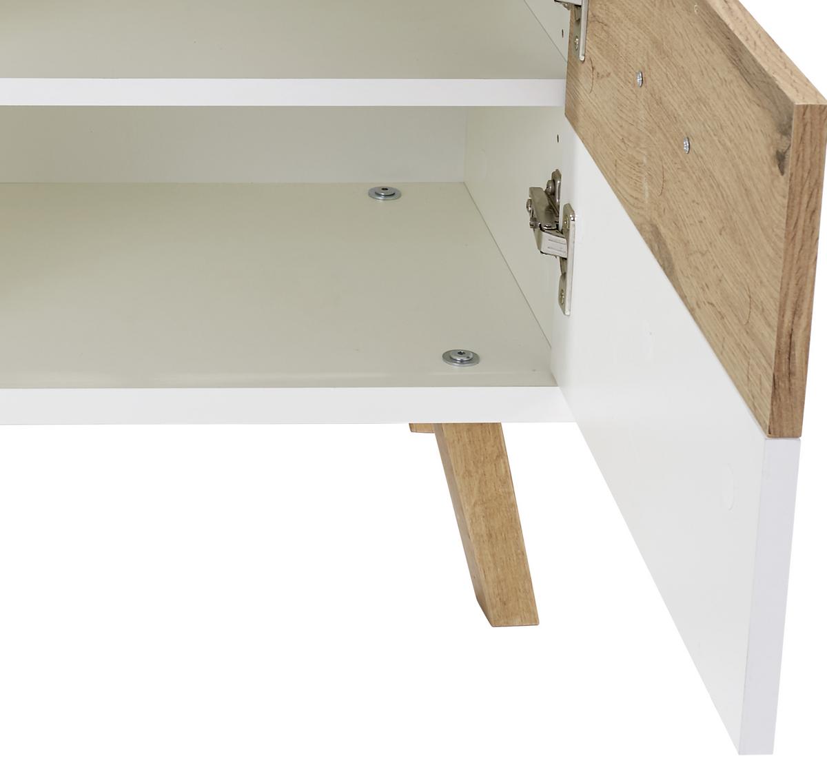 Garderobenbank Rivoli B: 85 cm 2 Türen, Weiß/Eiche Dekor - Eichefarben/Erlefarben, MODERN, Holzwerkstoff (85/50/35,5cm)