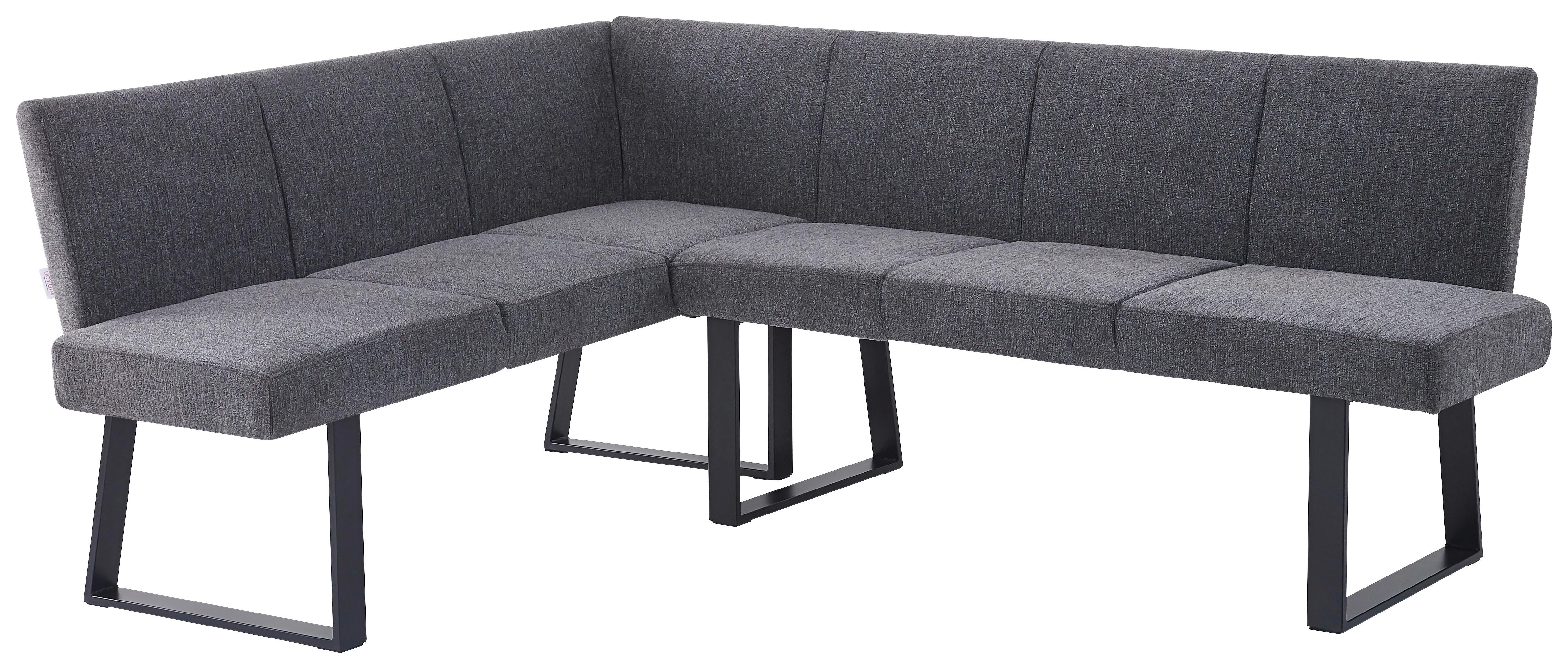 Eckbank Anthrazit/Metallbeine Terri 150x190 cm - Anthrazit/Schwarz, MODERN, Textil/Metall (150/190cm) - MID.YOU