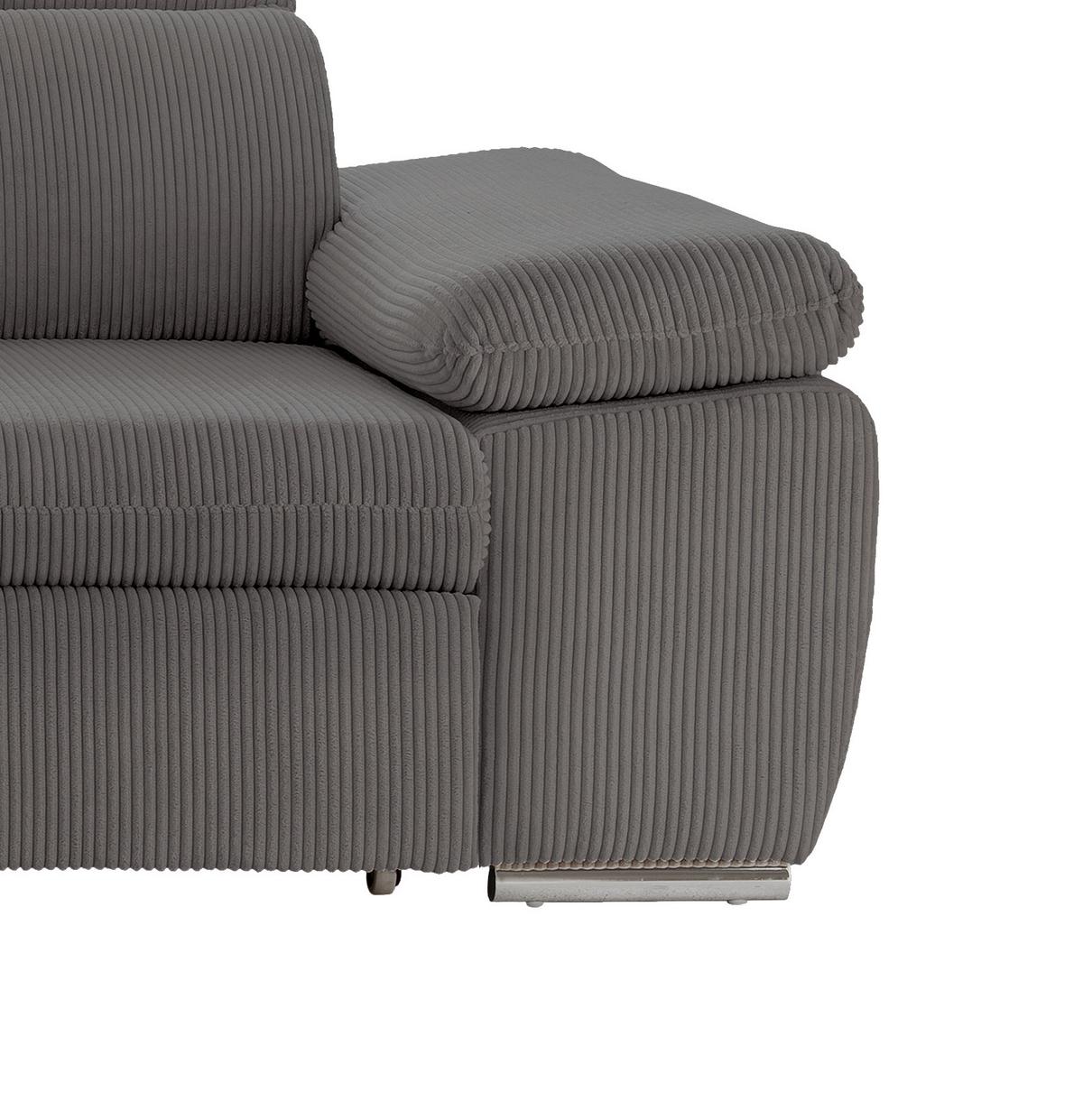 Ecksofa Vasto Grau S: 228x283 cm - Chromfarben/Grau, Design, Textil (228/283cm) - Livetastic