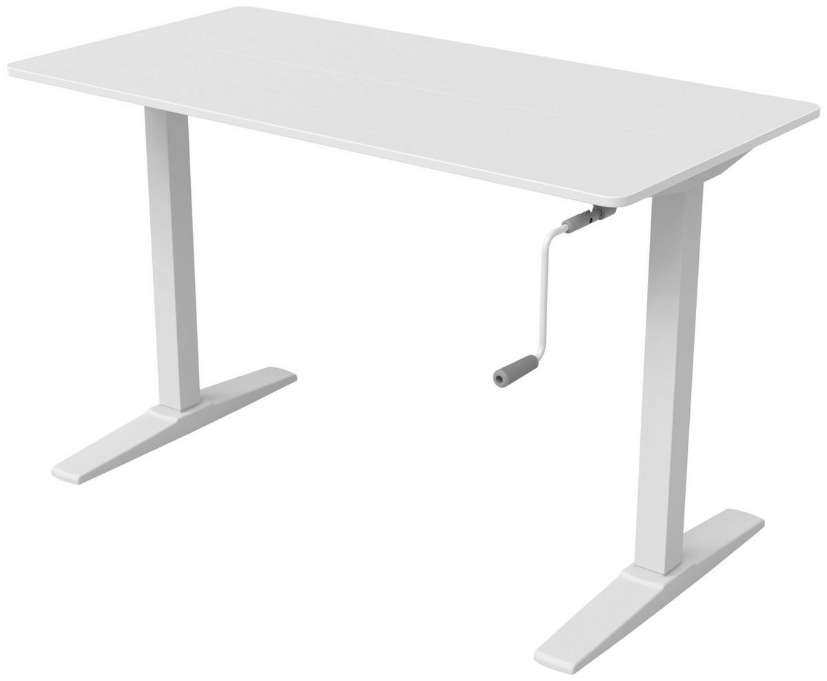 Schreibtisch 120x75-120x60 cm Easy Weiß - Weiß, MODERN, Holzwerkstoff/Kunststoff (120/75-120/60cm) - MID.YOU