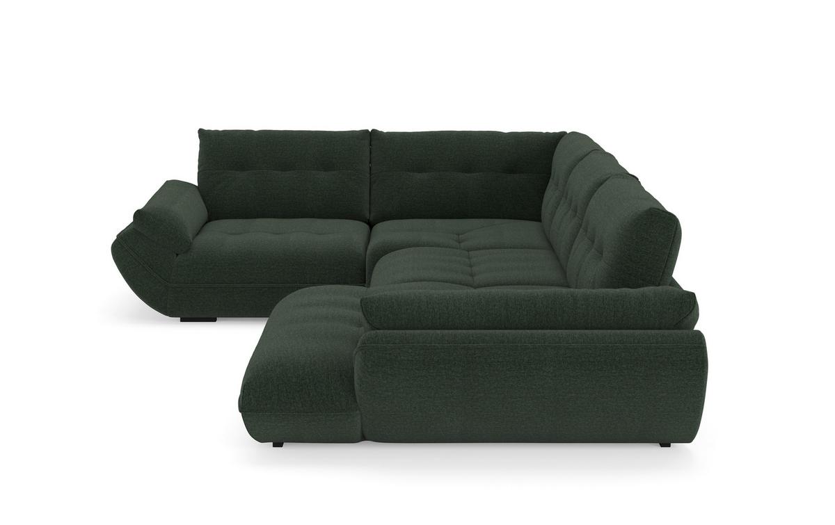 Sedacia súprava VIVO U, ľavá, lesná zelená ženilka - čierna/lesná zelená, Modern, textil/plast (293/402/179cm)