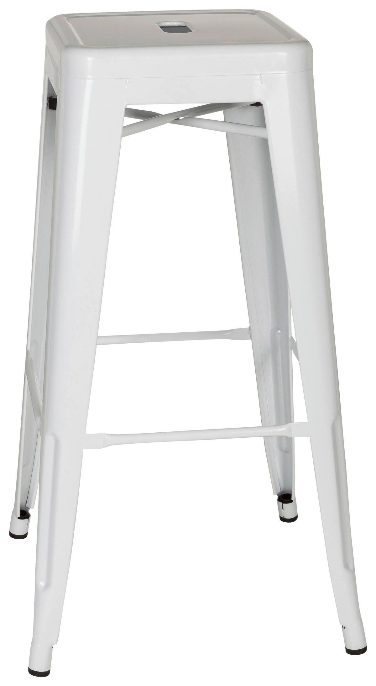 Barhocker Vantaggio High Stapelbar Weiß Bis 150 Kg - Weiß, Basics, Metall (44/77/44cm) - MID.YOU
