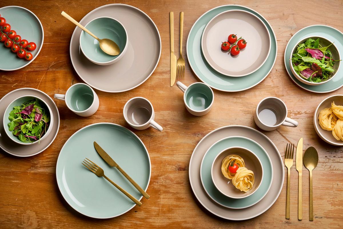 KOMBISERVICE Grün, 16--Teilig. - Hellgrün, Basics, Keramik - Van Well