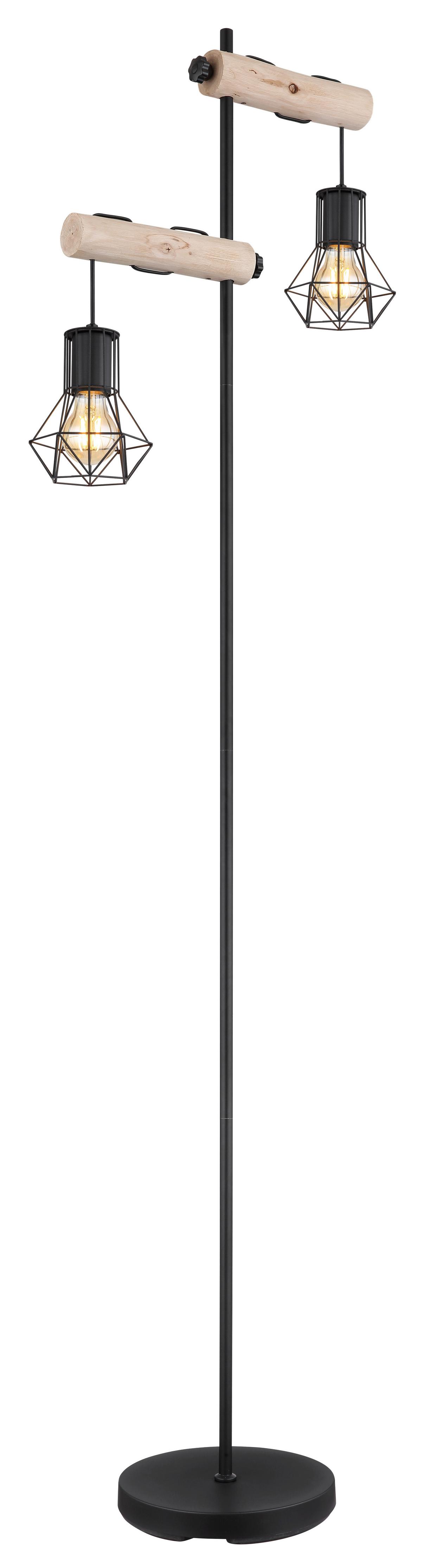 Stehleuchte 54017-2s - Schwarz/Naturfarben, Natur, Holz/Metall (48/25/168cm) - Globo