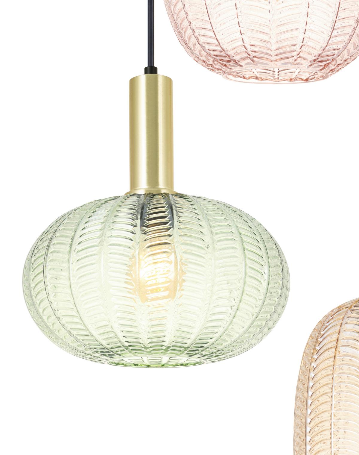 Hängeleuchte Bunti - Pink/Goldfarben, MODERN, Glas/Metall (45/45/120cm)