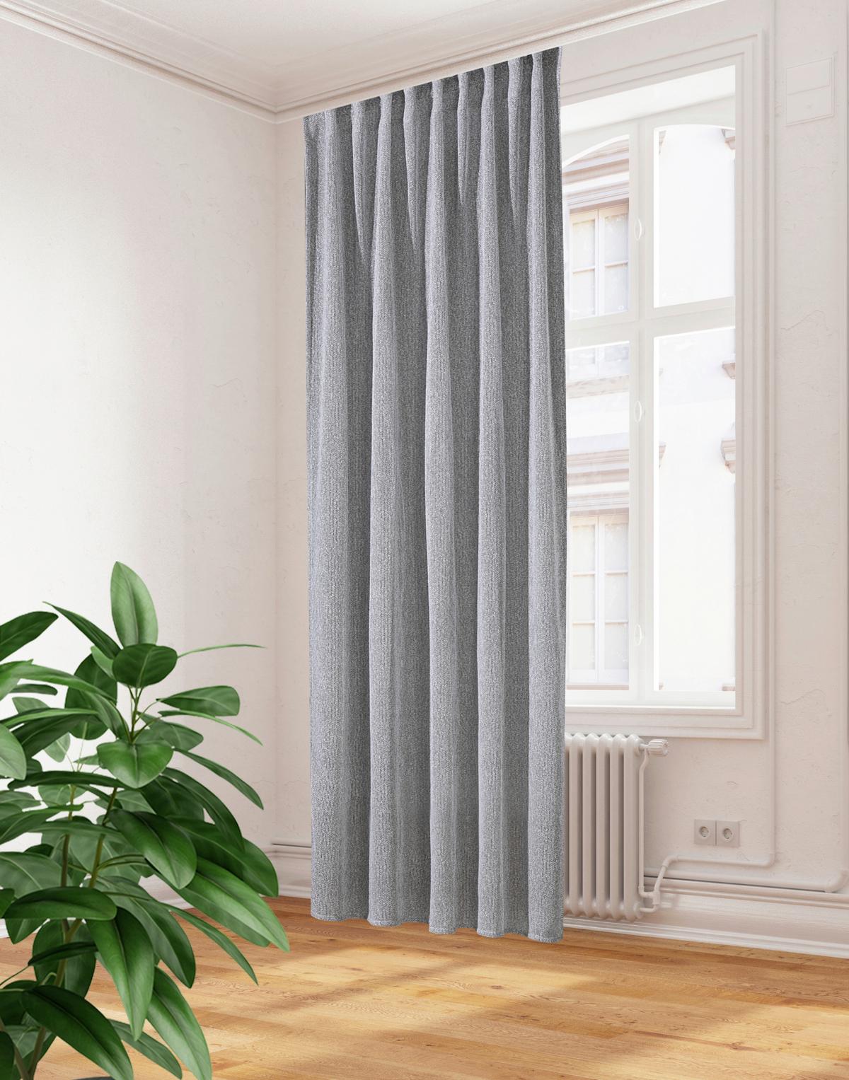 Fertigvorhang Eilika - Grau Hochglanz, Basics, Textil (135/300cm)