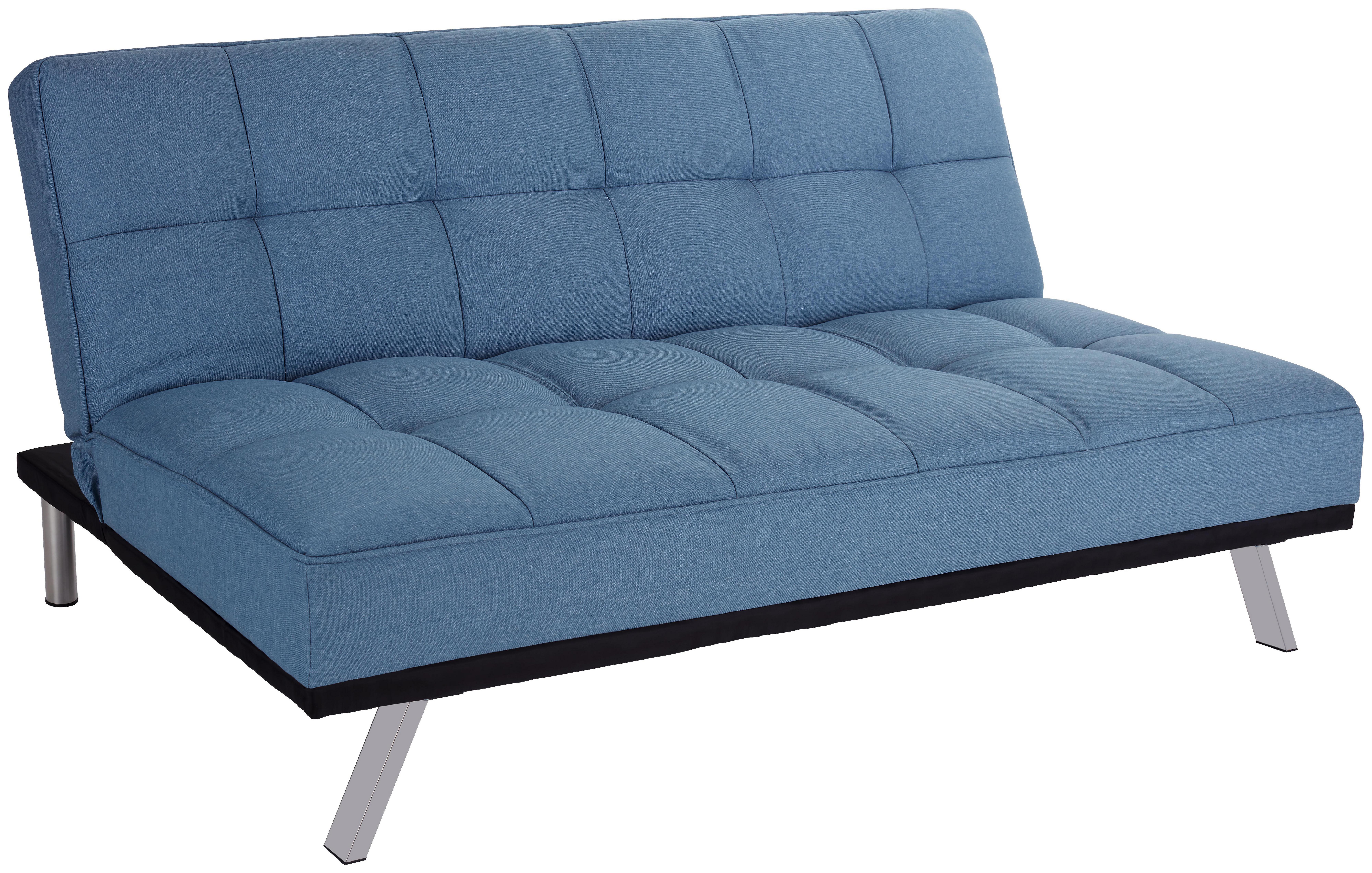 Schlafsofa Roma B: 179 cm Hellblau - Edelstahlfarben/Hellblau, Basics, Textil/Metall (179/84/96cm) - Ombra