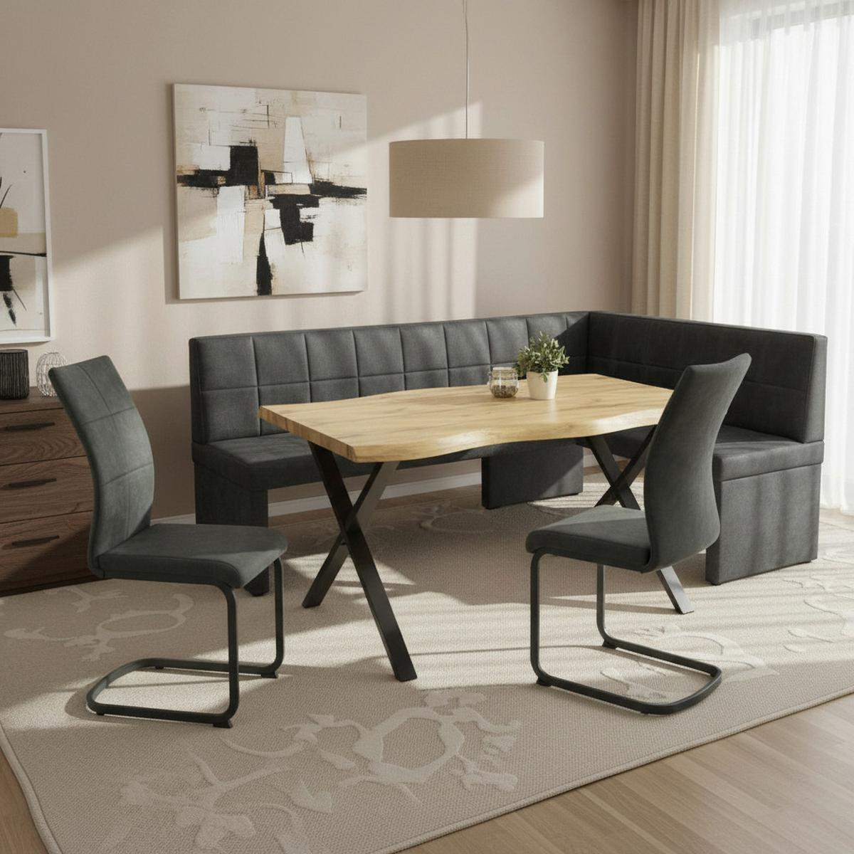 Eckbank Melanie Leb - Anthrazit, MODERN, Holz/Textil (200/90cm) - MID.YOU