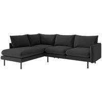 Ecksofa Samos Dunkelgrau S: 204x267 cm - Dunkelgrau/Schwarz, Design, Textil (204/267cm) - Livetastic