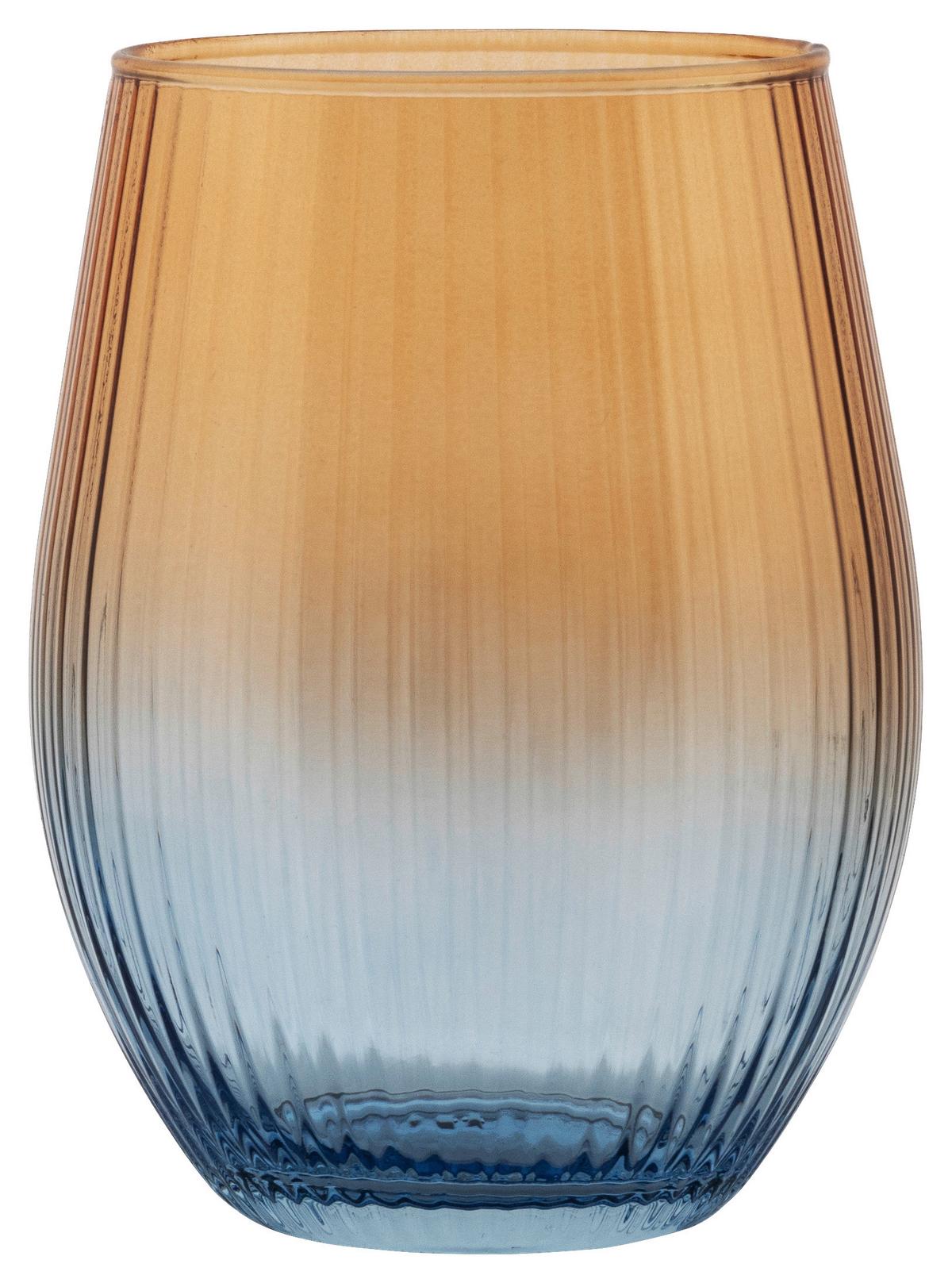 Trinkglas Jessi ca. 610 ml - Blau/Beige, MODERN, Glas (7,6/12,5cm) - Luca Bessoni