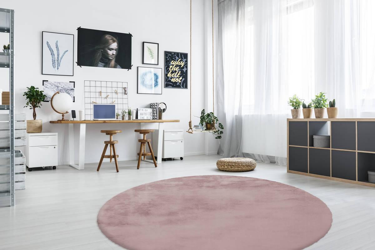 Hochflorteppich Rosa Rabbit Rund D: 160 cm - Rosa, Trend, Textil (160cm) - Kayoom