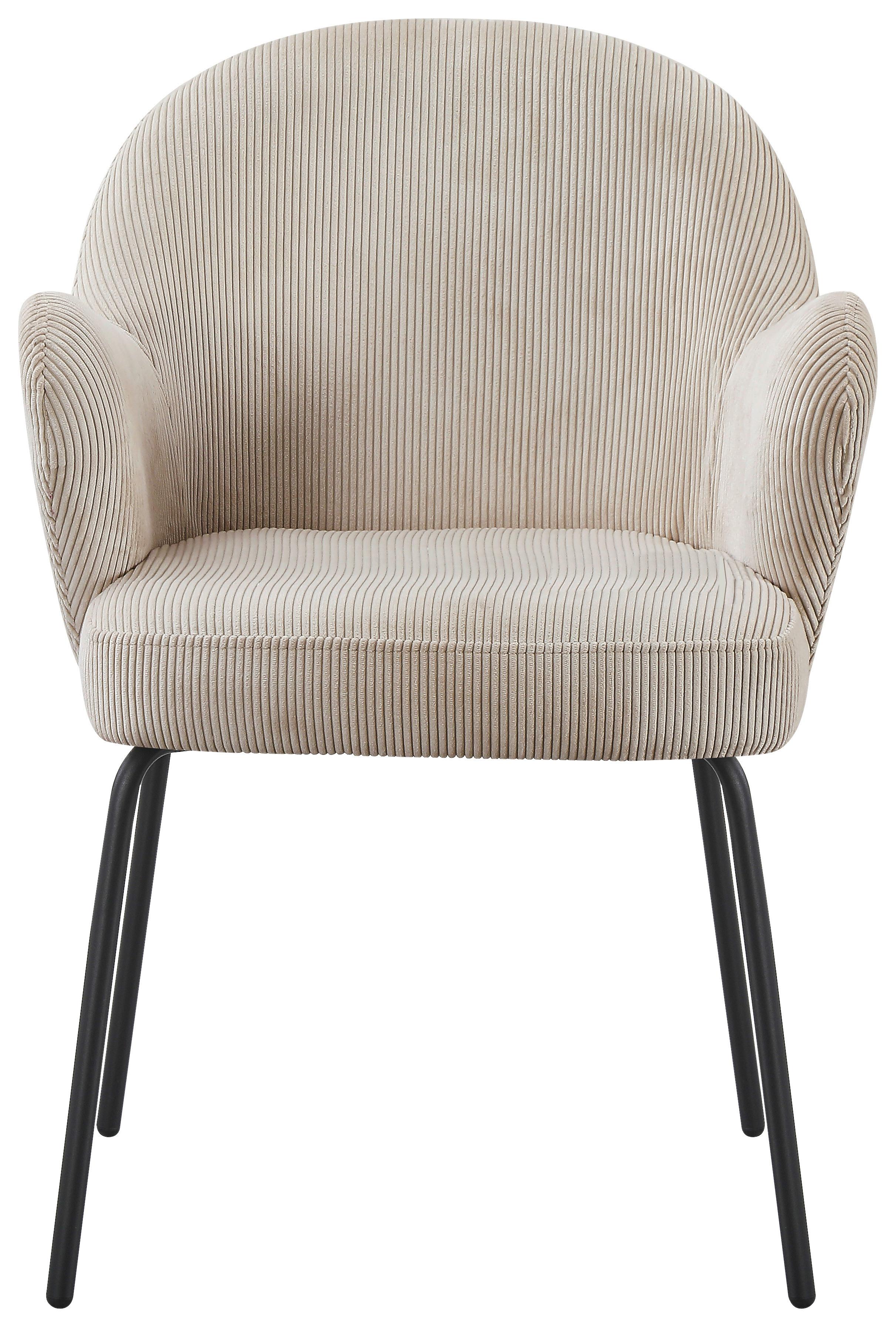 Armlehnstuhl Kala Taupe B: 58 cm - Taupe/Schwarz, MODERN, Textil/Metall (58/82/63cm) - Livetastic