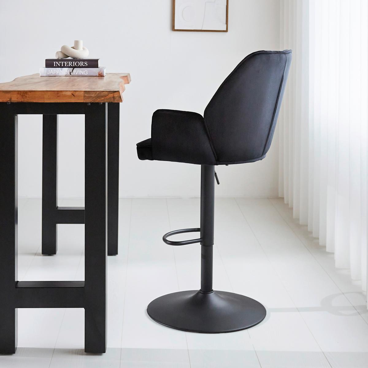 Barhocker-Set Donny Schwarz B: 54 cm - Schwarz, MODERN, Textil/Metall (54/100/58cm) - MID.YOU