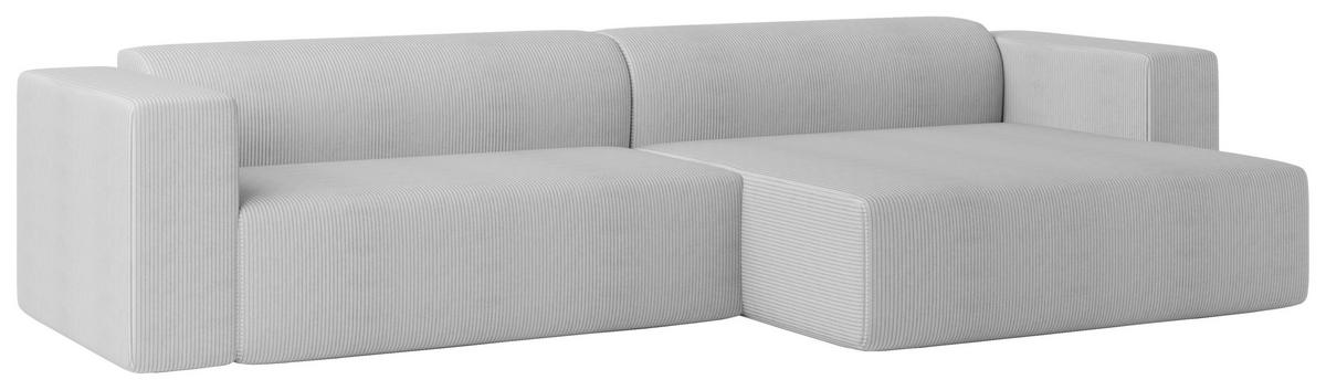 Ecksofa Basimo Cord Hellgrau, B: 293 cm - Hellgrau, Trend, Textil (293/170cm)