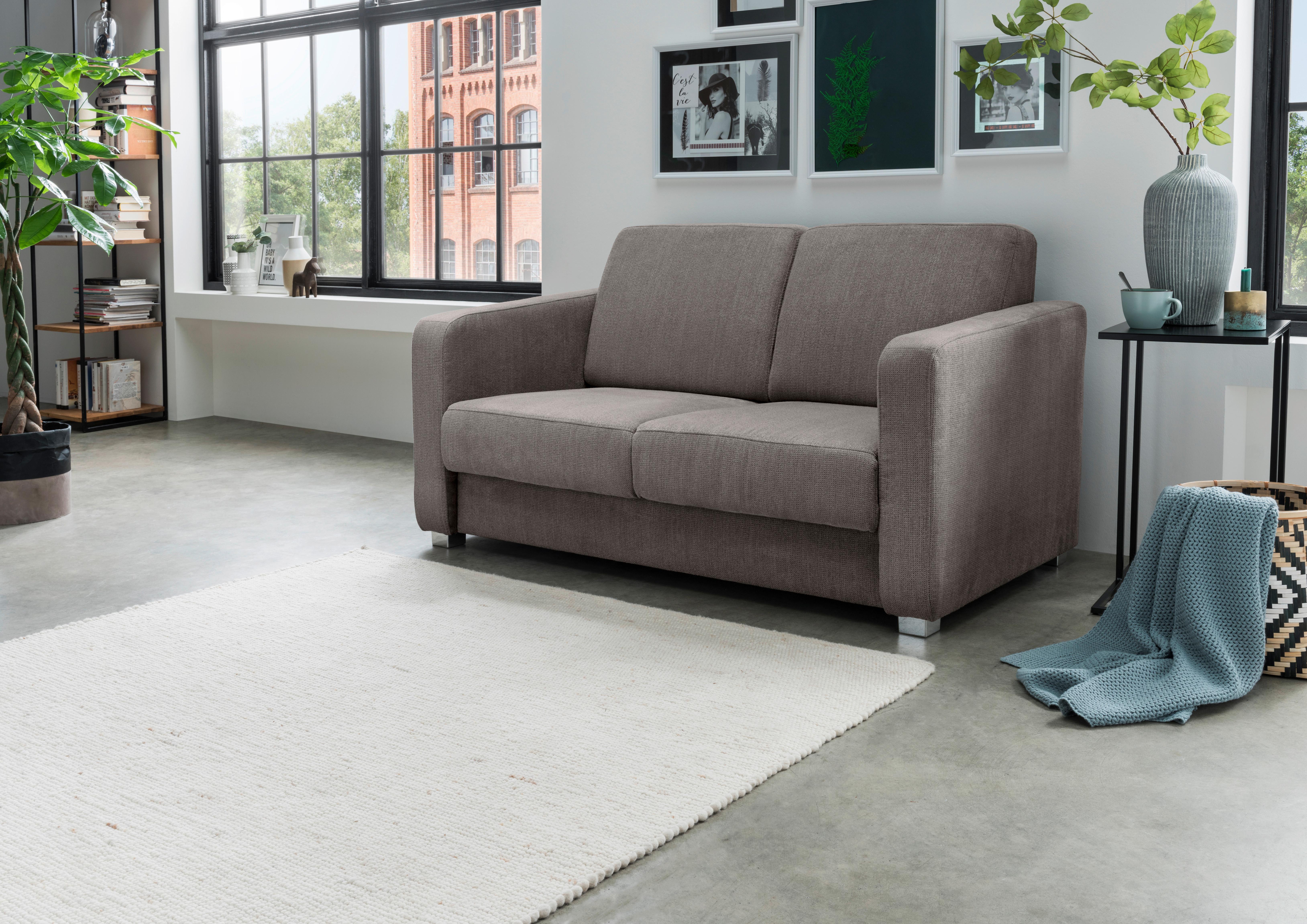 Schlafsofa Mia, Graubraun B: 159 Cm - Chromfarben/Graubraun, Basics, Textil (159/88/87cm) - Livetastic