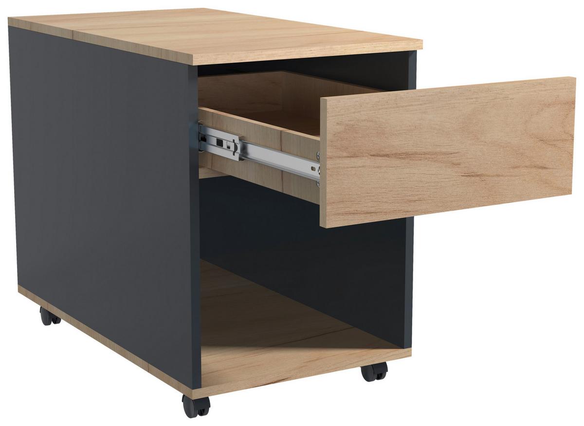 Rollcontainer Anthrazit/ Eiche Dekor Dalrosa 39x55x70cm - Honigeiche/Anthrazit, MODERN, Holzwerkstoff/Kunststoff (39/55/70cm) - MID.YOU