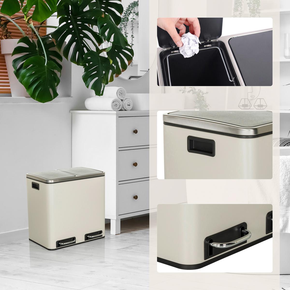 Abfallsammler Clean Ix Schwarz B: 41,5 cm - Beige/Schwarz, MODERN, Kunststoff/Metall (41,5/48/32cm) - MID.YOU