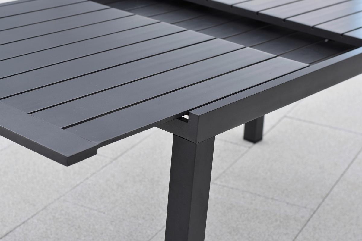 Gartentischgruppe Verona 7 -Teilig. Graphitfarben/Grau - Graphitfarben/Grau, KONVENTIONELL, Kunststoff/Textil - Gardenson