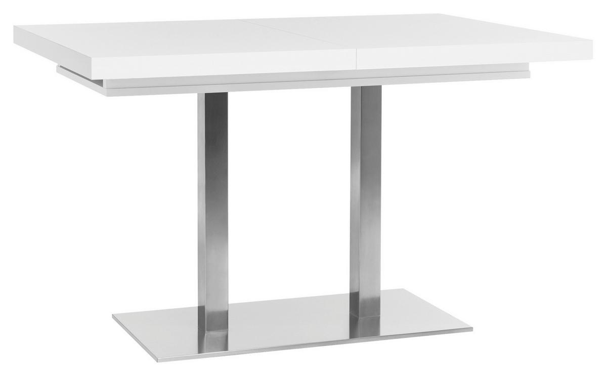 Kihúzható Étkezőasztal Quadrato - nemesacél/fehér, Modern, faalapú anyag/fém (120/80/75cm)