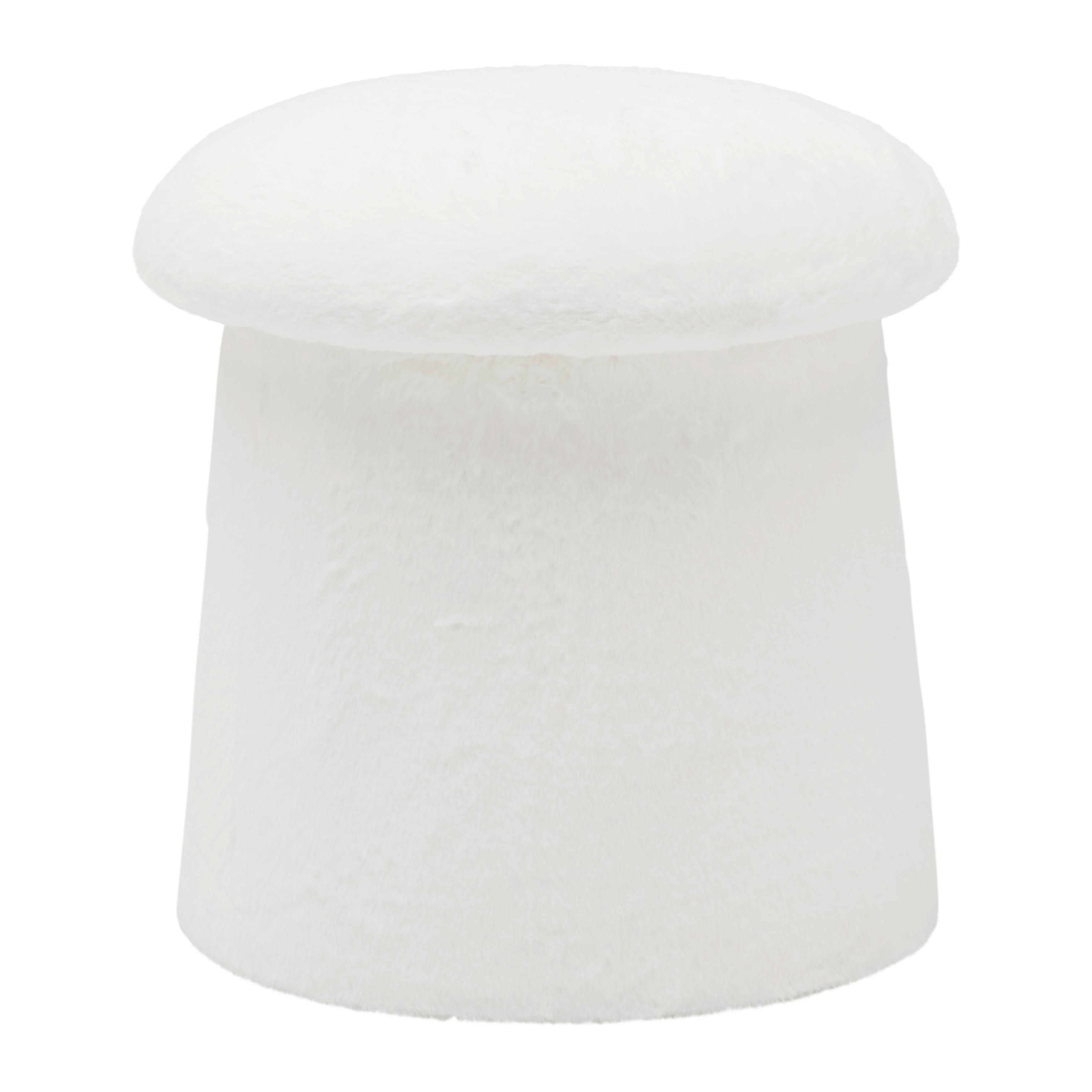 Taburet FUNGI -TREND- - bílá/krémová, Romantický / Rustikální, kompozitní dřevo/textil (41/43/41cm) - Premium Living