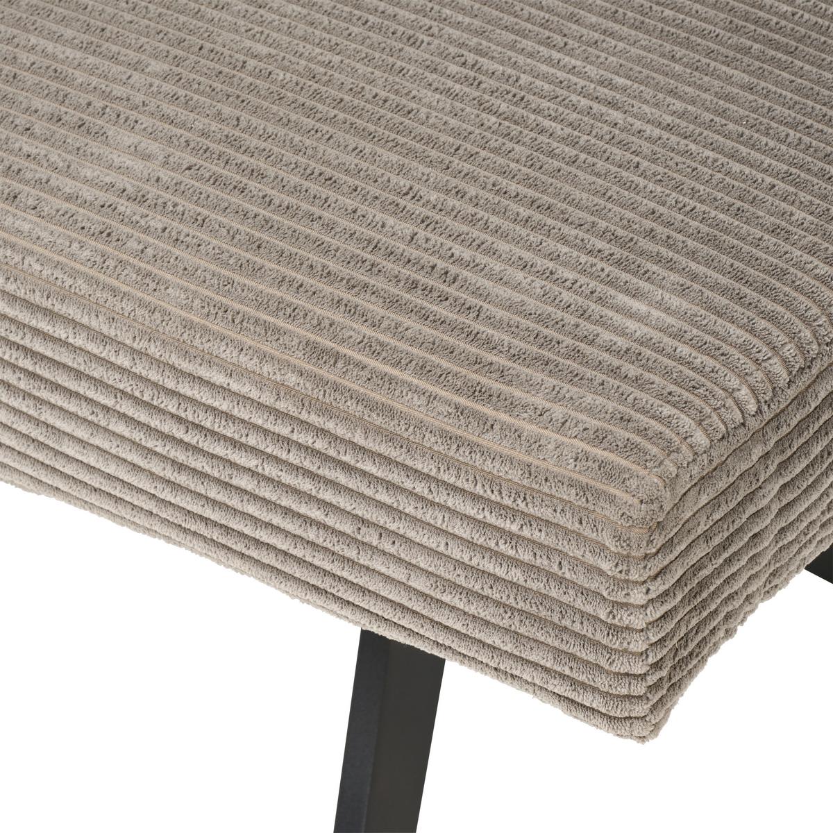 Eckbank Chios Cord Dunkelgrau, S: 190x150cm - Schwarz/Grau, KONVENTIONELL, Textil/Metall (190/150cm) - MID.YOU