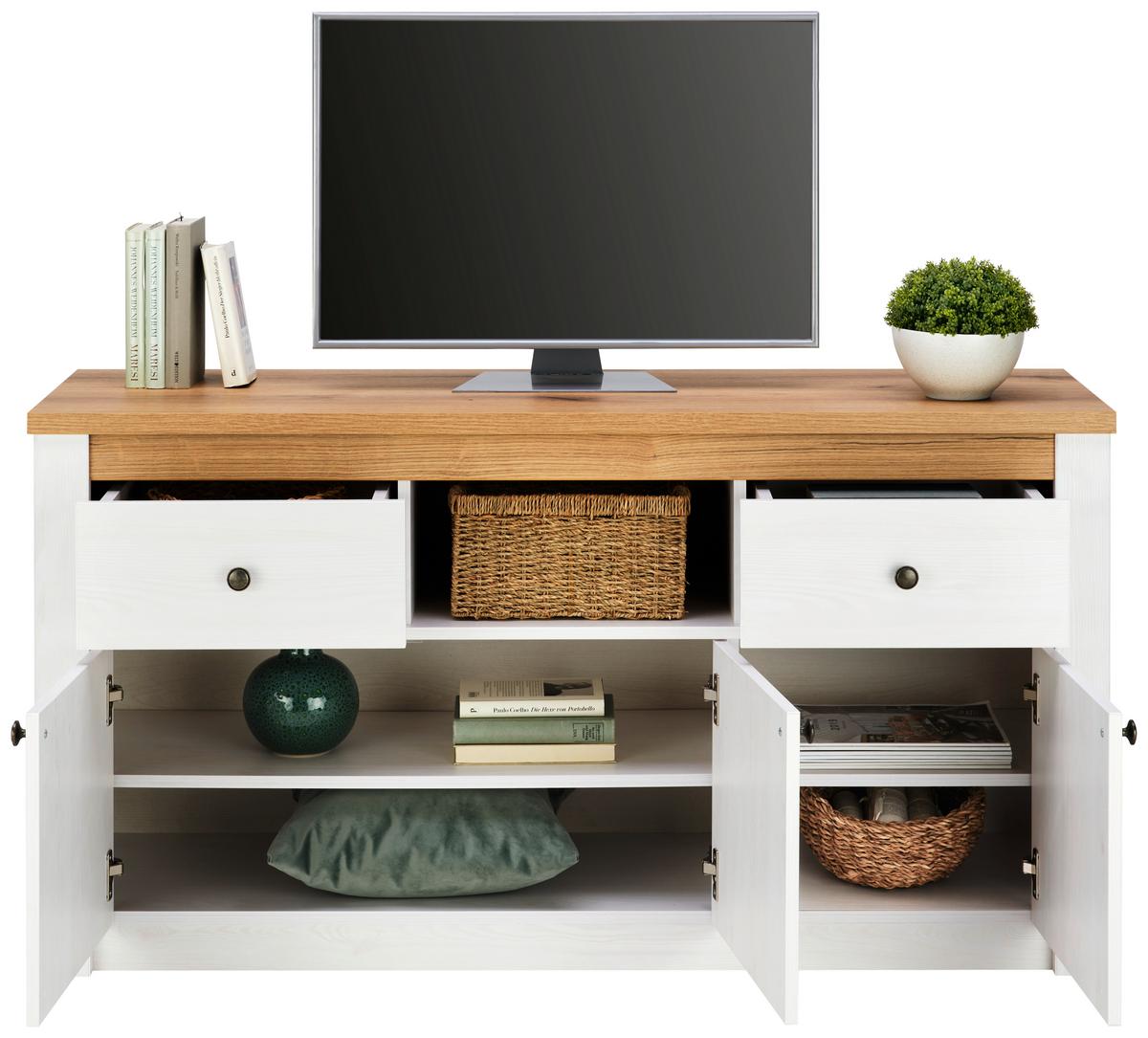 Kommode Rovigio Weiß, Lärche Dekor B: 137 Cm - Lärchefarben/Weiß, KONVENTIONELL, Holzwerkstoff (137/72/42cm) - Landscape
