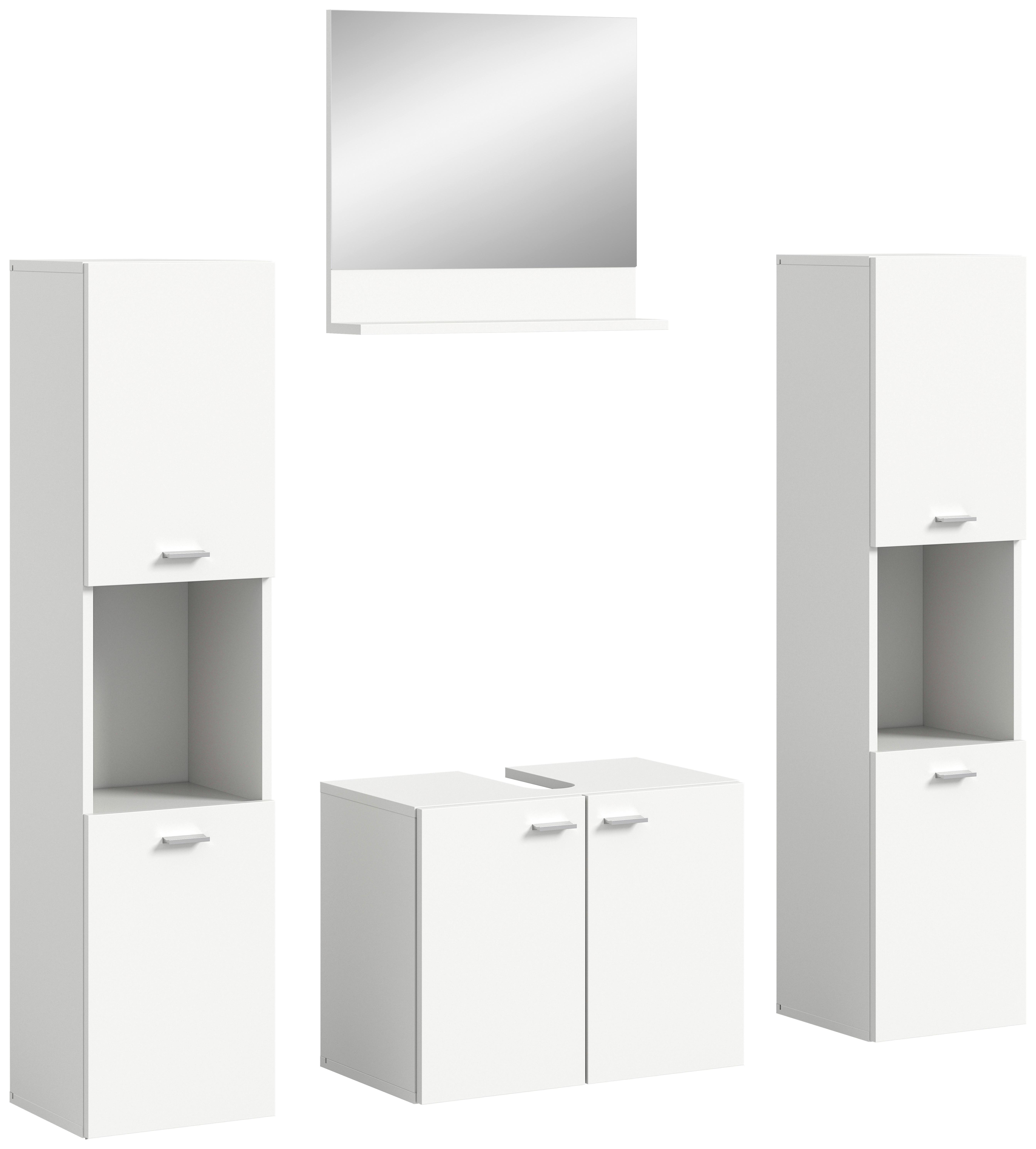 Badezimmer Boston Weiß D: 117 Cm - Silberfarben/Weiß, MODERN, Glas/Holzwerkstoff (117cm) - MID.YOU