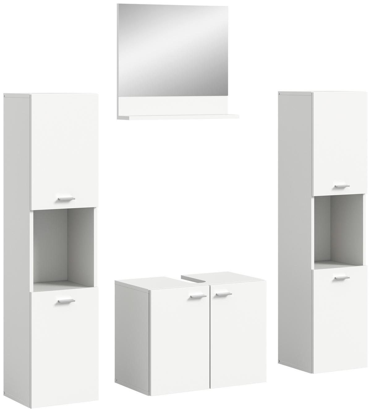 Badezimmer Boston Weiß D: 117 Cm - Silberfarben/Weiß, MODERN, Glas/Holzwerkstoff (117cm) - MID.YOU