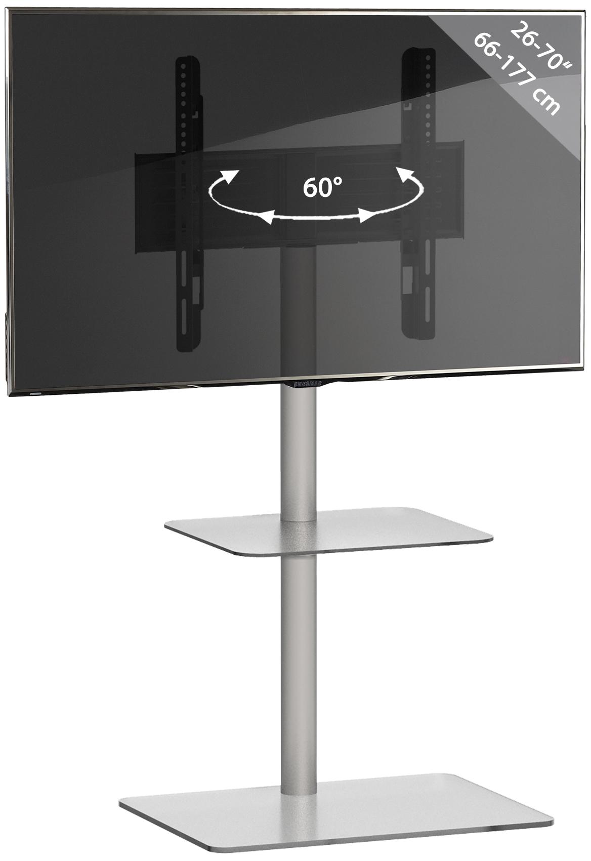 TV-Rack Schwenkbar Alani Max. 40 Kg - Klar/Silberfarben, Basics, Glas/Metall (60/100/45cm) - MID.YOU