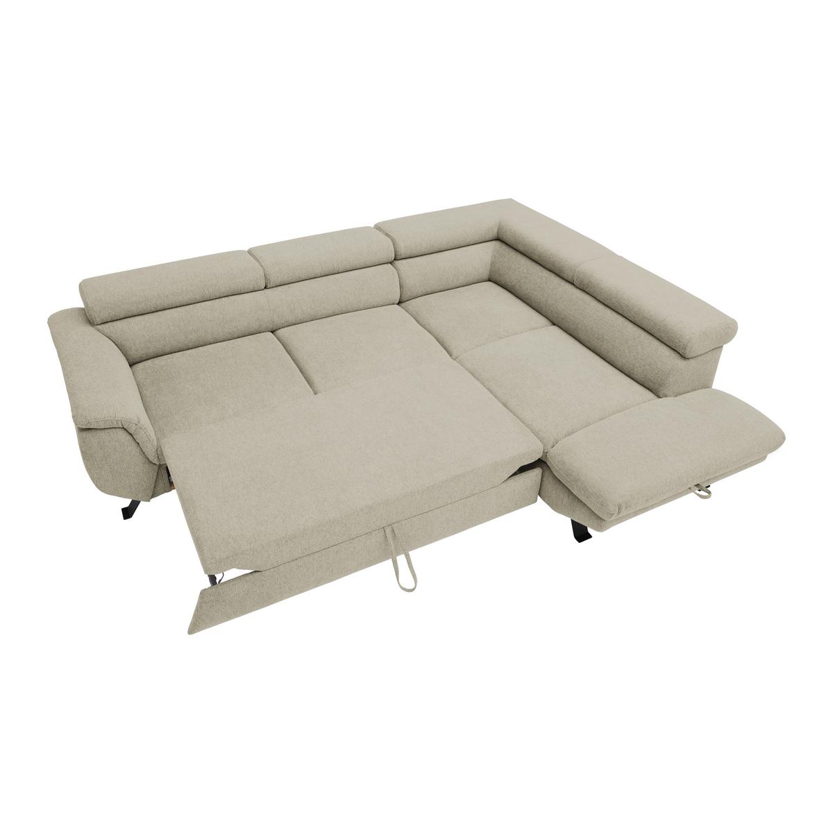 Rohová sedačka RAVEN, pravá, sivobéžová - čierna/sivobéžová, Modern, kov/textil (257/198cm) - Mömax