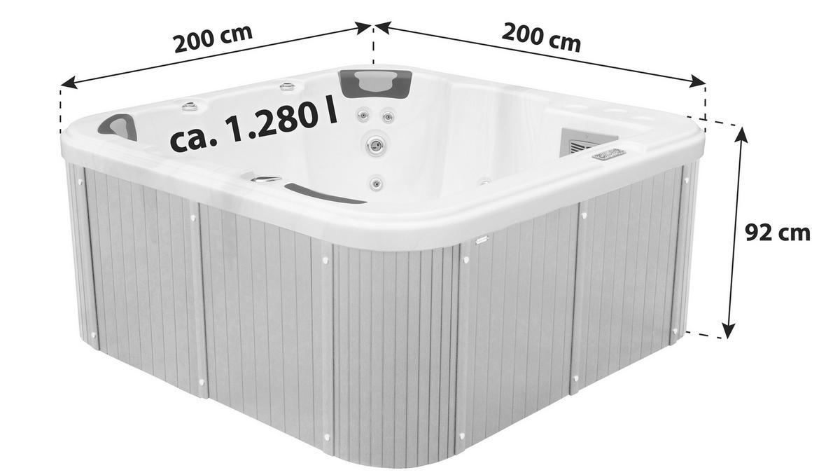 Whirlpool Acryl Rivoli 200x92x200 Cm - Weiß/Grau, Design, Holz/Kunststoff (200/92/200cm)