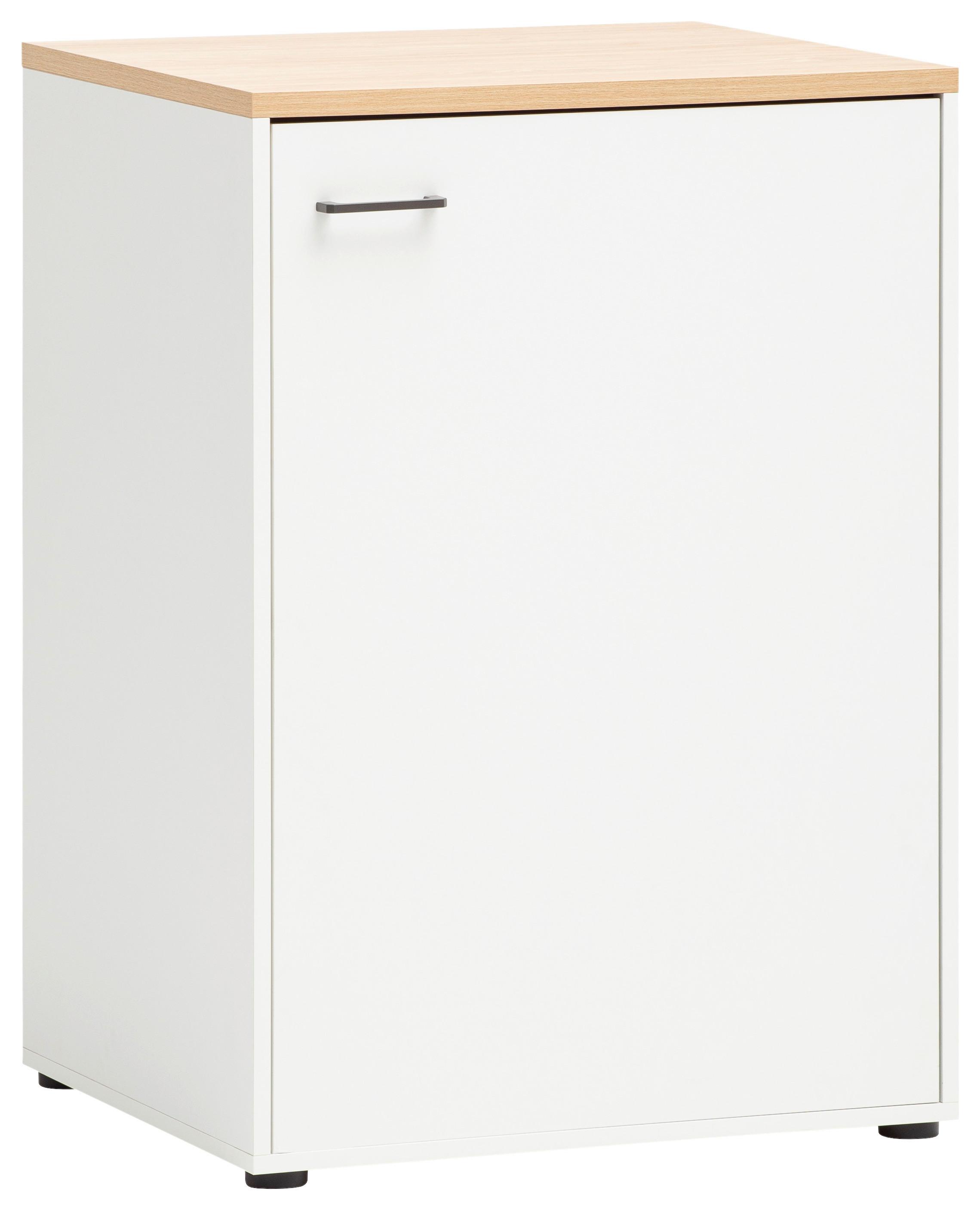 Mehrzweckschrank Weiß/Eichefarben B: 67,1 cm - Eichefarben/Schwarz, MODERN, Holzwerkstoff (67,1/95,8/60cm) - MID.YOU