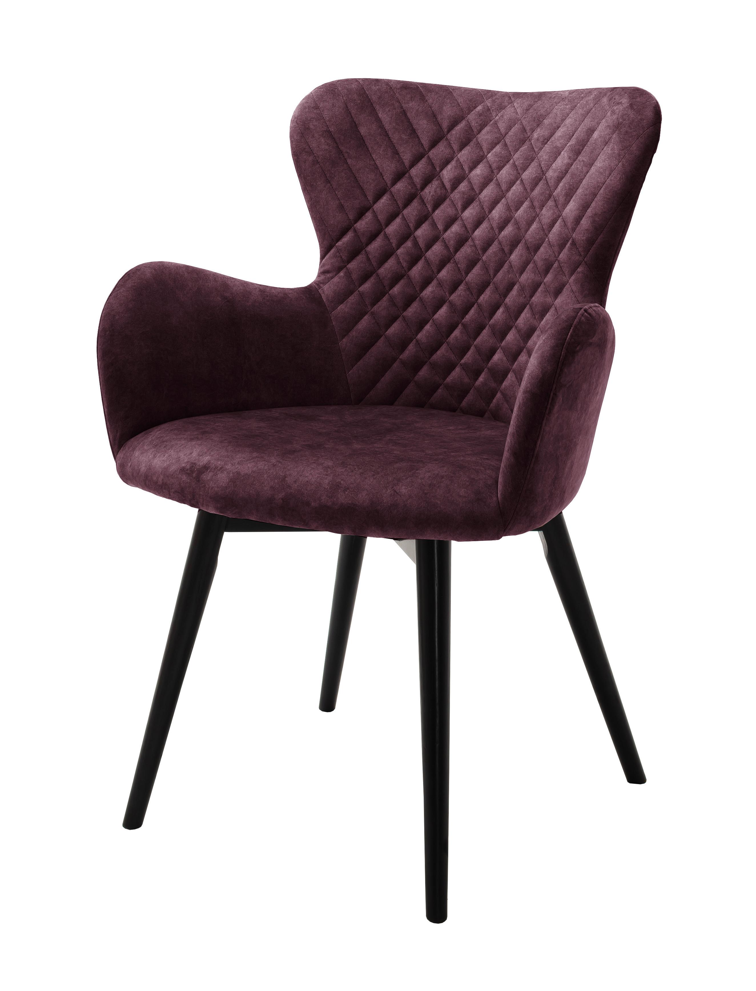 Armlehnstuhl Sarander Bordeaux/Schwarz Gepostert - Bordeaux/Schwarz, Basics, Holz/Textil (62/87/65cm) - MID.YOU