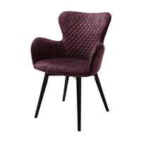 Armlehnstuhl Sarander Bordeaux/schwarz Gepostert - Bordeaux/Schwarz, Basics, Holz/Textil (62/87/65cm) - MID.YOU